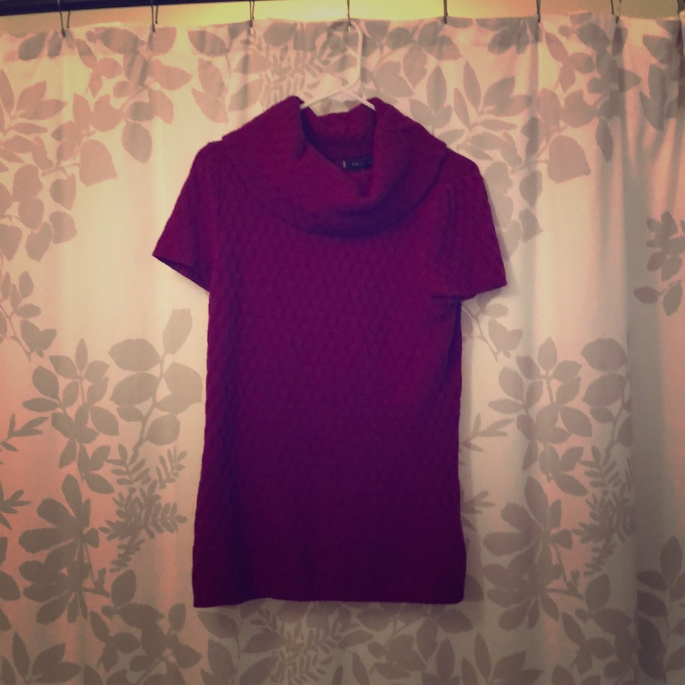 Short sleeve turtle neck sweater *burgundy*